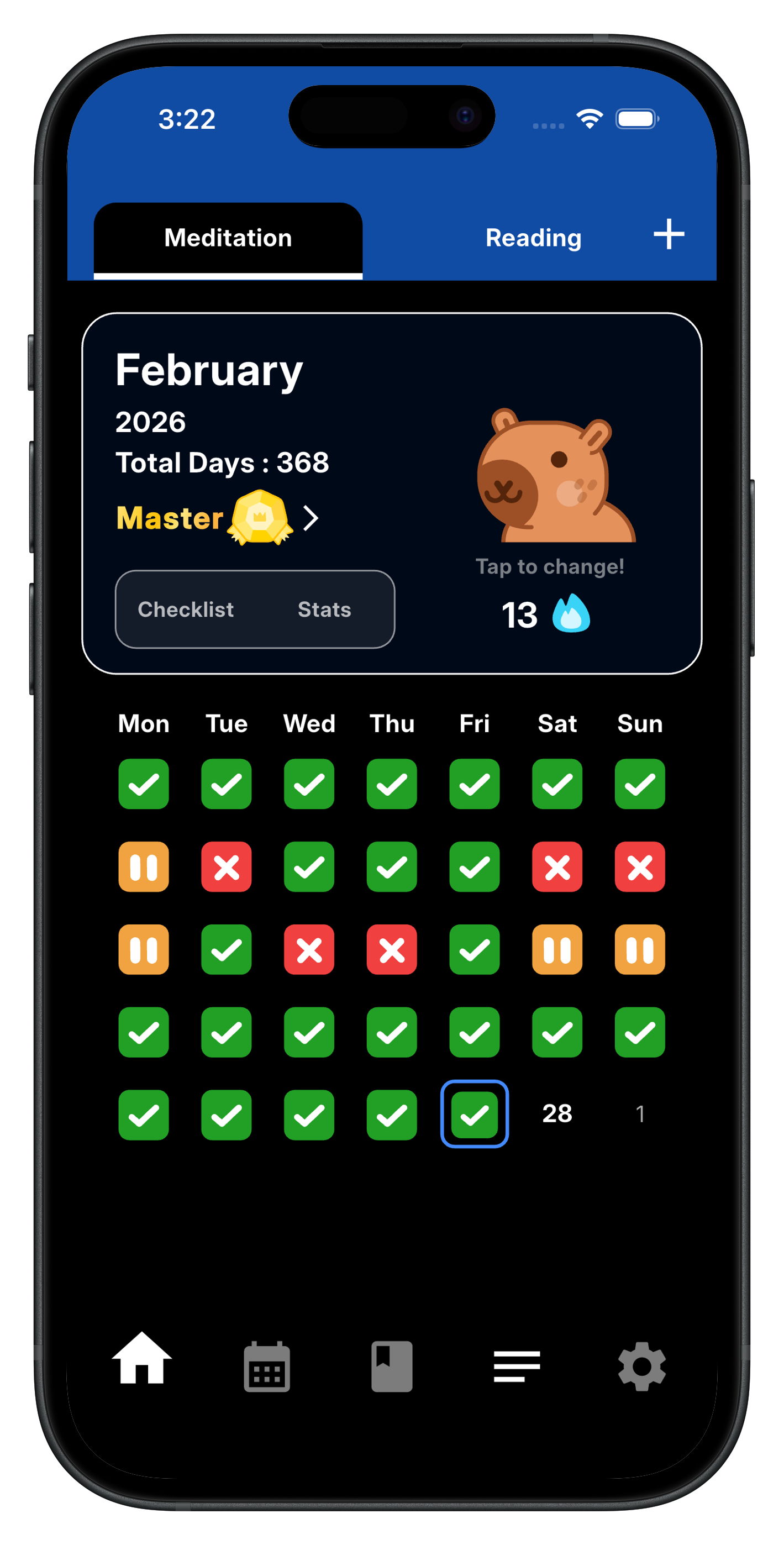 Check In Habit App Home